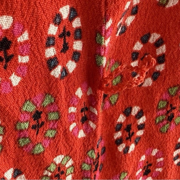 Anthropologie Maeve Daisy Midi Shirtdress Red size 14 Asymmetrical Hem - Picture 8 of 15